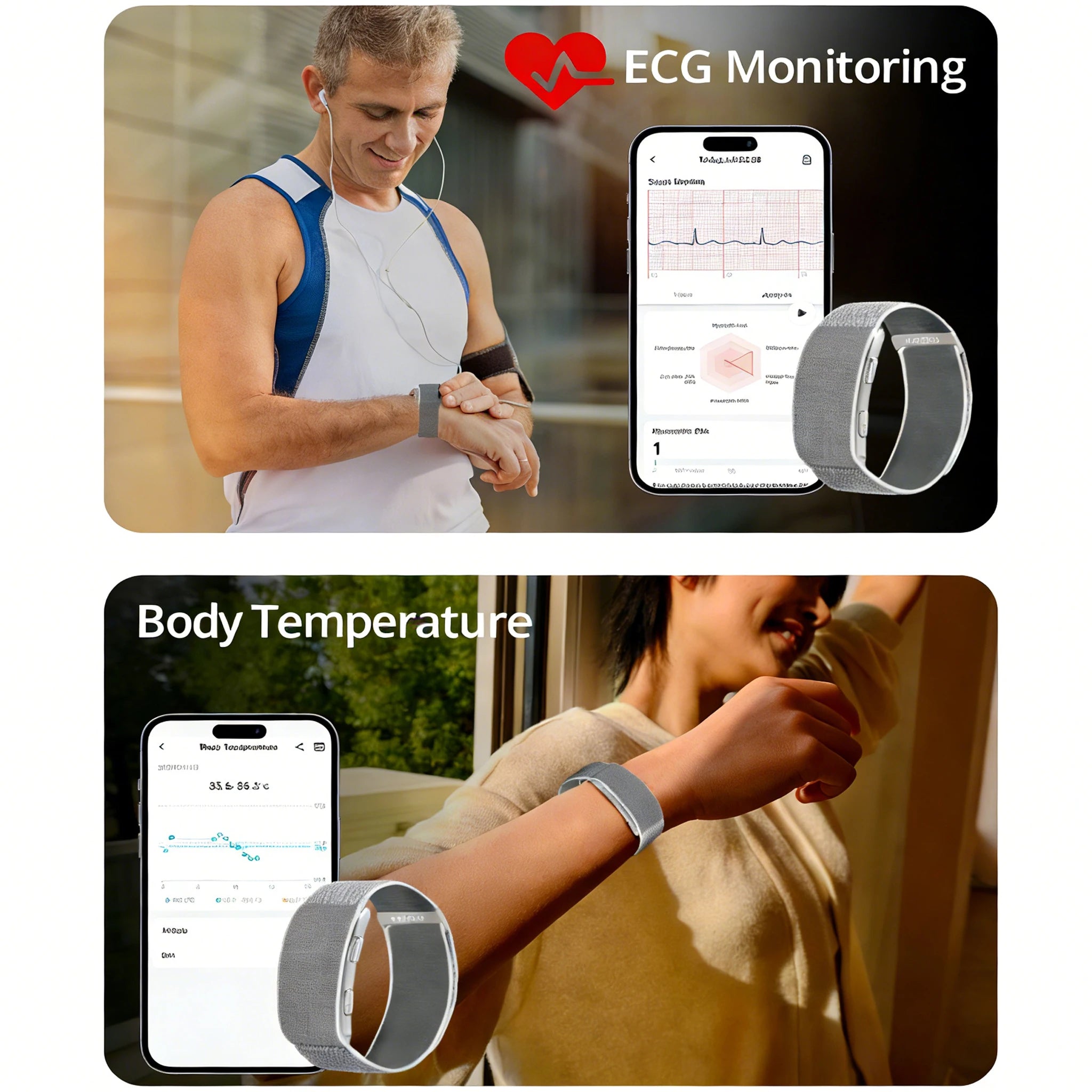 2026 New VITRO Screenless Smart Bracelet ECG SOS Heart Rate Blood Pressure Sports Fitness Waterproof NO Screen Smart Bands