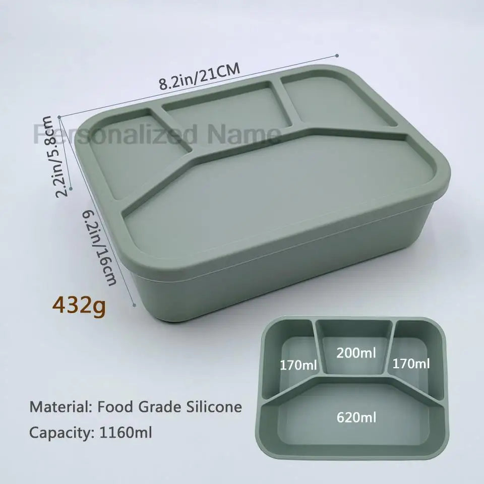 Silicone Bento Lunch Box | 4-Compartment Leakproof Food Container for Kids & Adults - I YAN