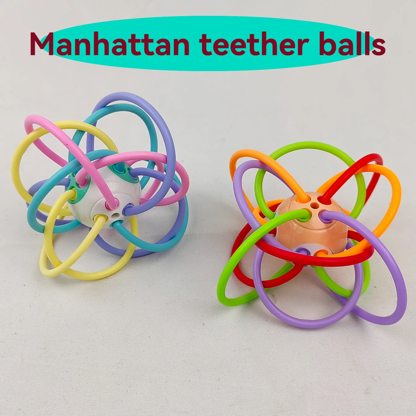 Manhattan Square Teether Ball – Baby Grip & Chew Sensory Toy - I YAN