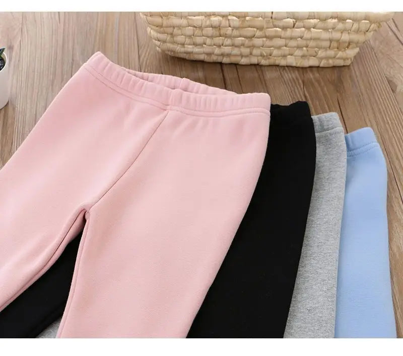 Disney Frozen Elsa Princess Girls Cotton Pants Baby Girls Winter Velvet Warm Long Pants Children's Cartoon Outerwear Leggings