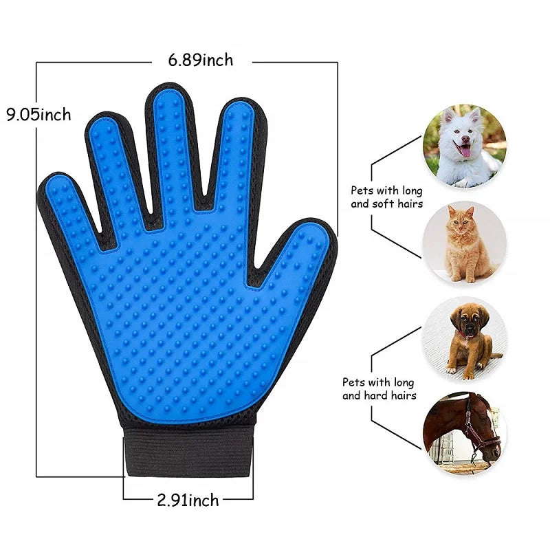 I YAN cat grooming glove with massage and hair removal bristles, designed for pet grooming and deshedding for cats and dogs.
