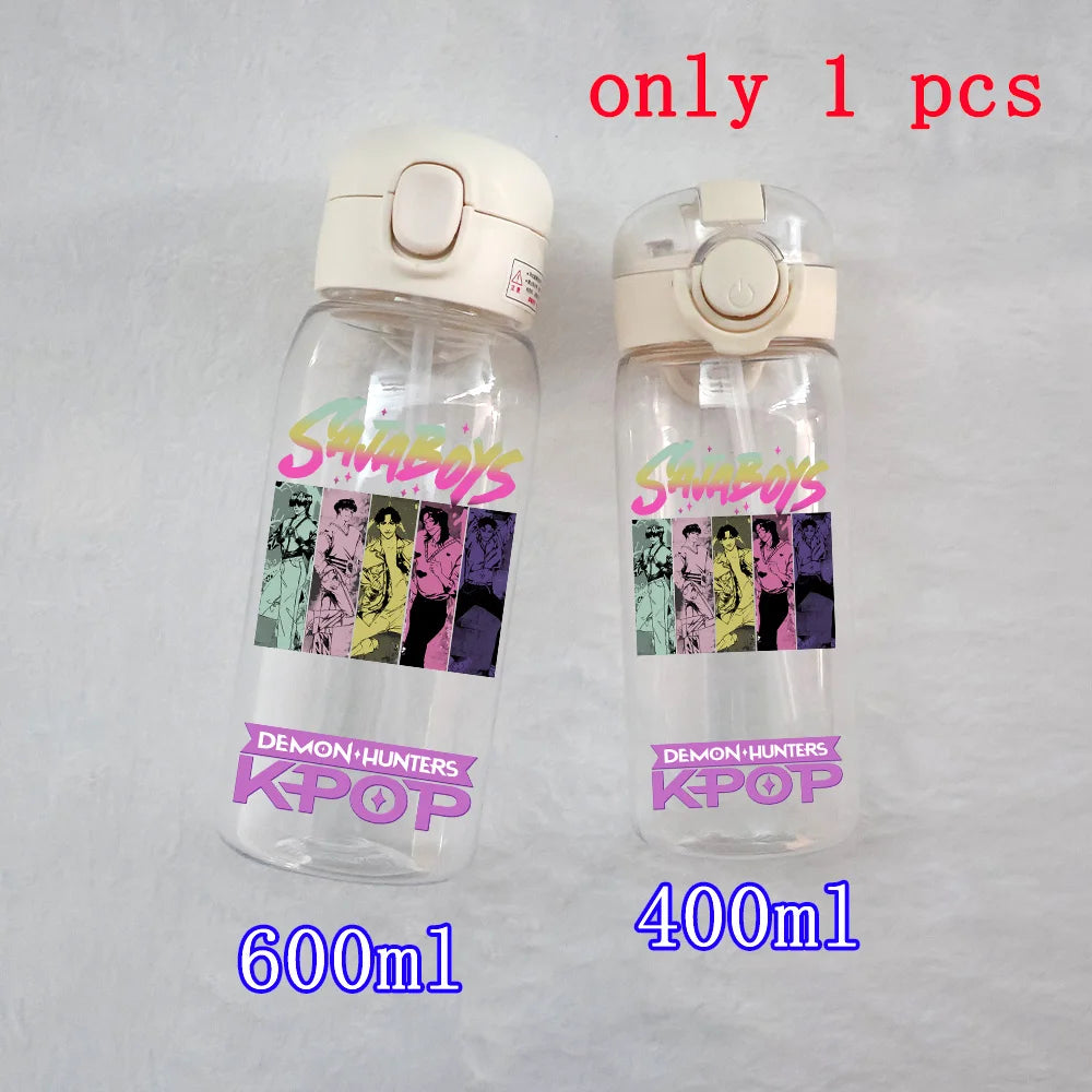 400ML-600ML Animated Movie K-Pop: Demon Hunters HUNTR/X Plastic Large Capacity Water Cup Bottle Gourde Drinking Bottle Gifts