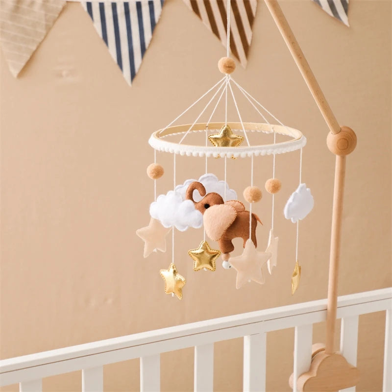 Hot Air Balloon Wooden Baby Crib Mobile – Musical Bed Bell & Rattles for Newborns 0–12M - I YAN