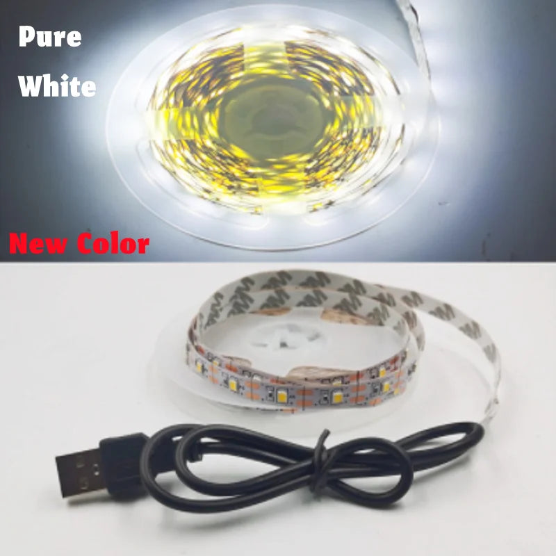 5M USB LED Strip Light 5V 3528 1 Meter 5 Meter Warm Cool White Pink Green Blue Red SMD Ribbon Ceiling Cabinet Light waterproof