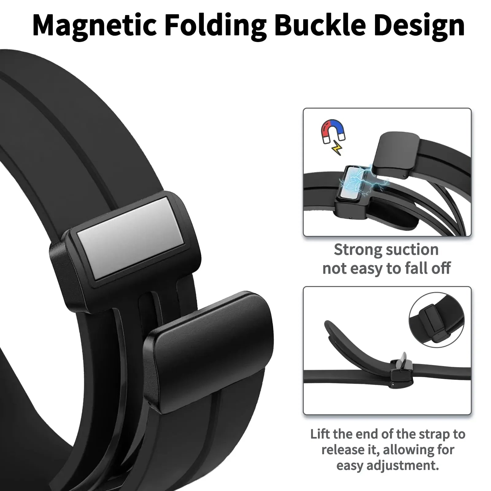 20mm 22mm Strap For Samsung Galaxy watch 6/4/5 pro/classic/gear s3/active 2 Sport Silicone Magnetic Buckle Huawei GT 2 2e 3 band