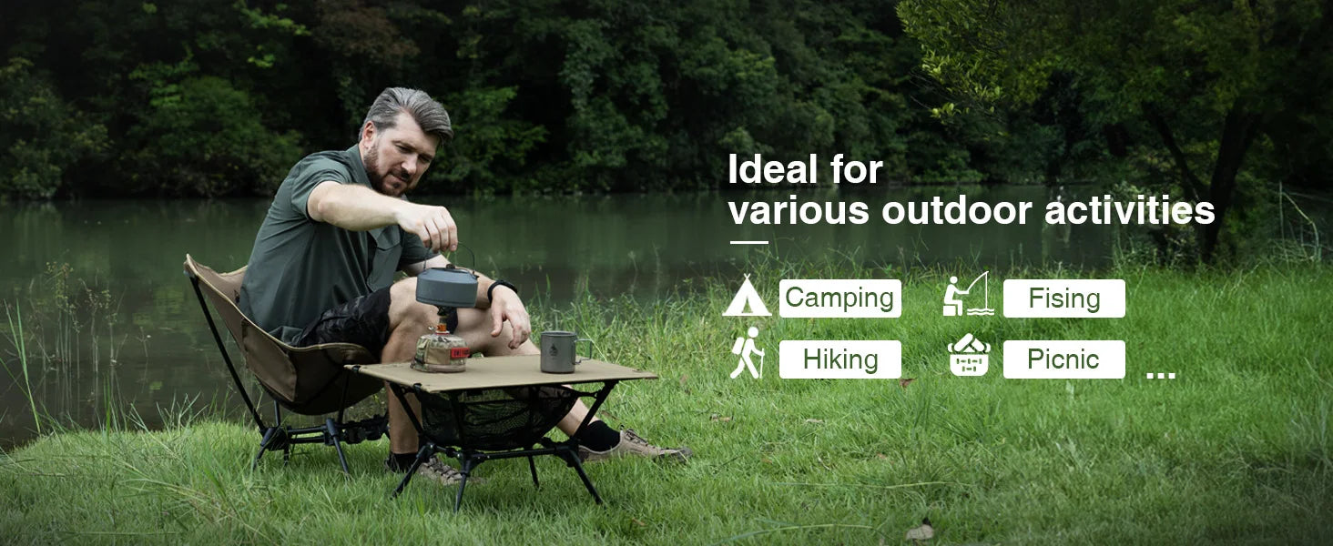 OneTigris Dipper Folding Camping Table Portable Outdoor Furniture Tables Picnic With Mesh Storage Pouch Organizer Tourist Desk