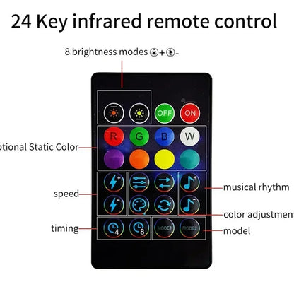 I YAN RGB Rhythm Light Bar with LED color adjustments, remote control, USB connectivity, and gaming desktop lighting setup.