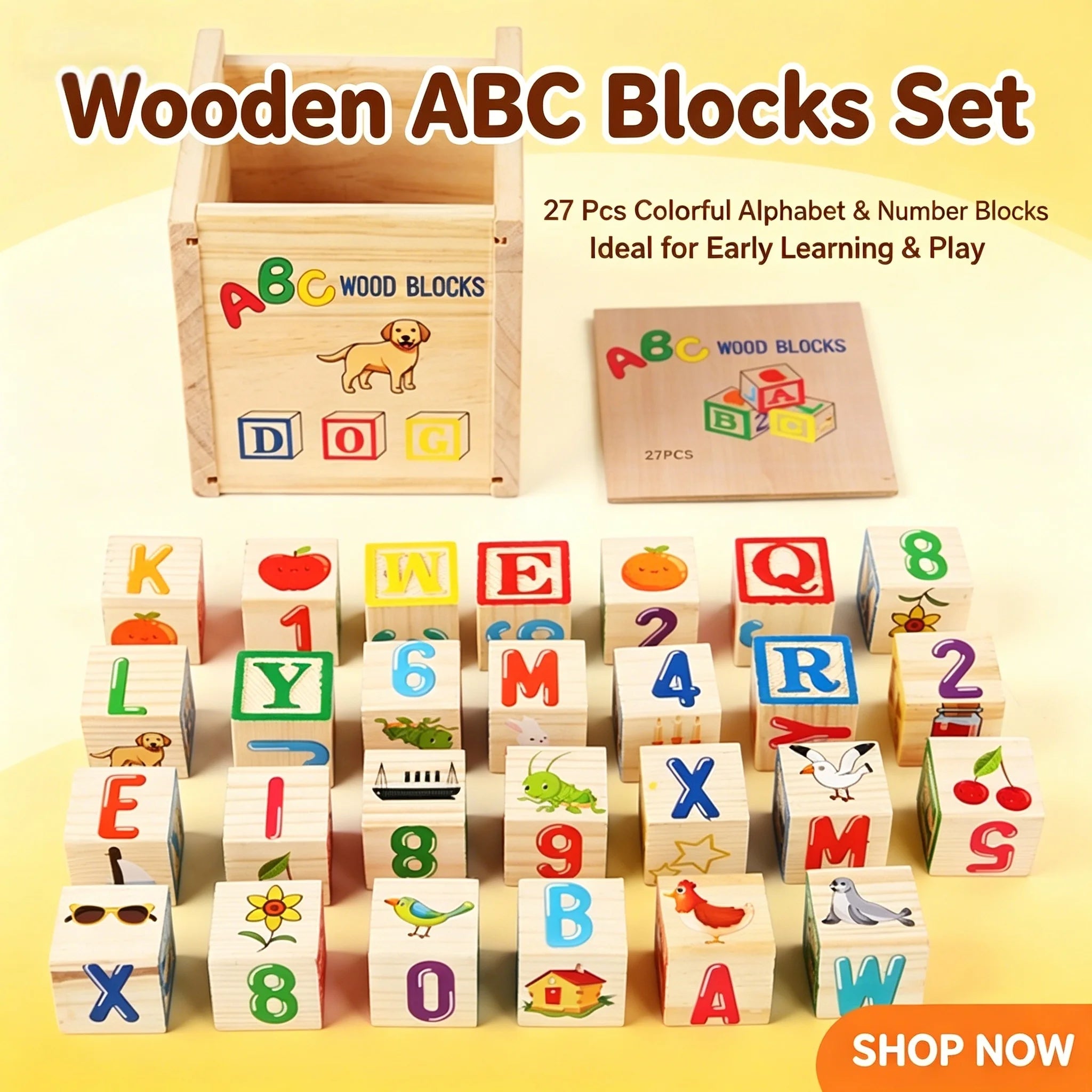 Montessori Wooden Alphabet Blocks Early Educational Stacking Toys Alphabet Number Animal Cognition Learning Blocks For Todders