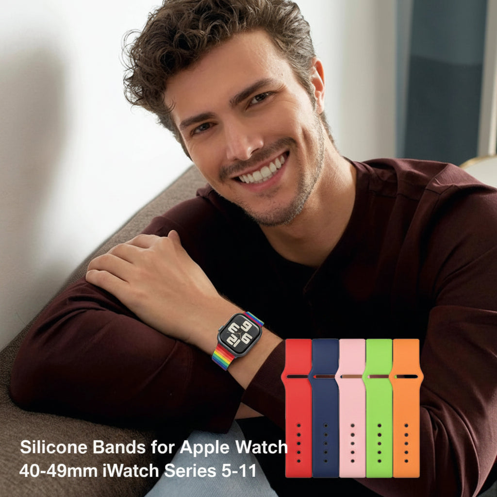 Silicone Band For Apple Watch strap 46mm 44mm 45mm 40mm 41mm 42-38mm 49mm sport bracelet iwatch series 11 10 9 8 7 6 5 SE Ultra3