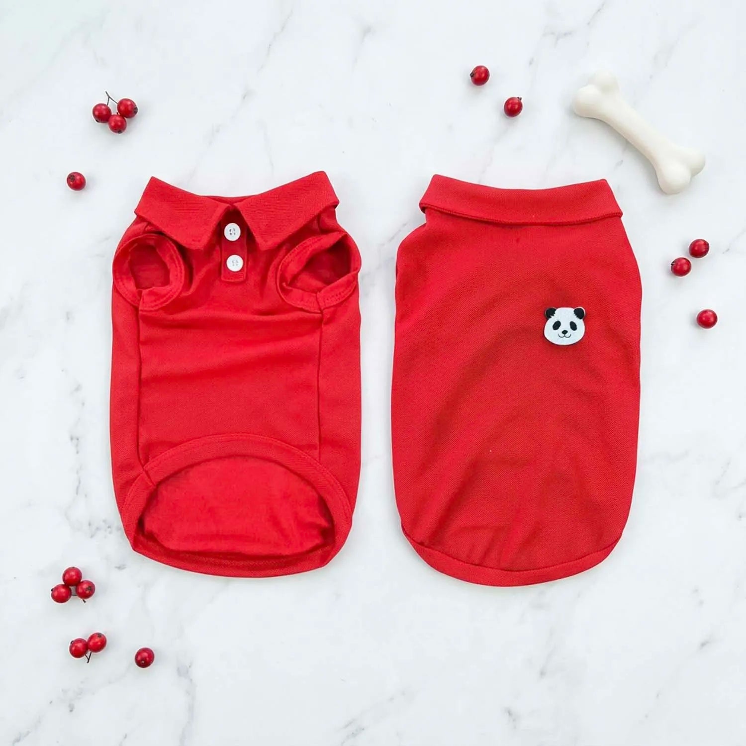 Panda Embroidered Pet Polo Shirt Soft Breathable Sleeveless Dog Clothing Daily Walking Outfit For All Small Medium Breeds