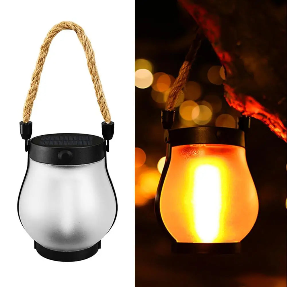 USB Rechargeable Camping Light Solar Flame Lights IPX4 Waterproof 800 Lumens 1200mAh Hanging Lantern Outdoor Lights