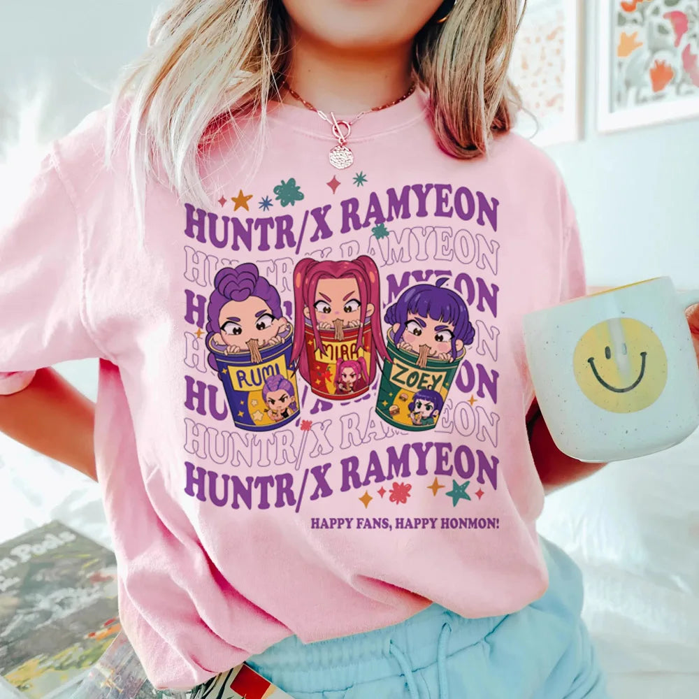 Anime KPop Demon Hunters T-shirt Tops for Children Casual Loose Girl Boy Clothing Round Neck Short Sleeve Street Style T-shirts