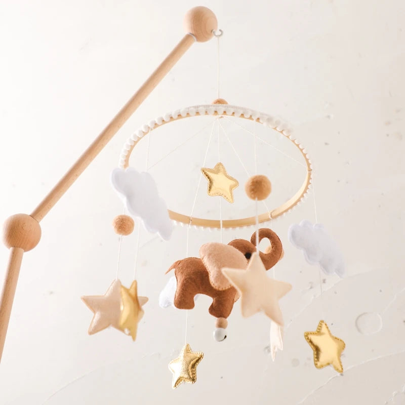 Hot Air Balloon Wooden Baby Crib Mobile – Musical Bed Bell & Rattles for Newborns 0–12M - I YAN
