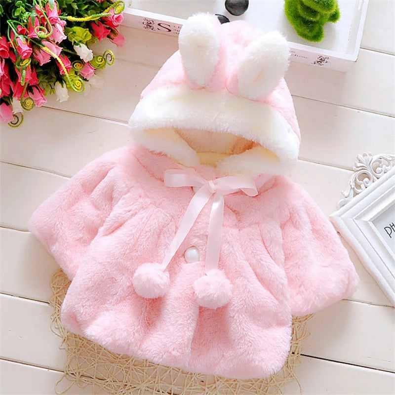 Baby Girl Clothes 0-3y Winter Coat Thick Warm Wool Fur Coat Girl Wool Sweater Coat Pearl Princess Coat Kids Cute Coat Clothes