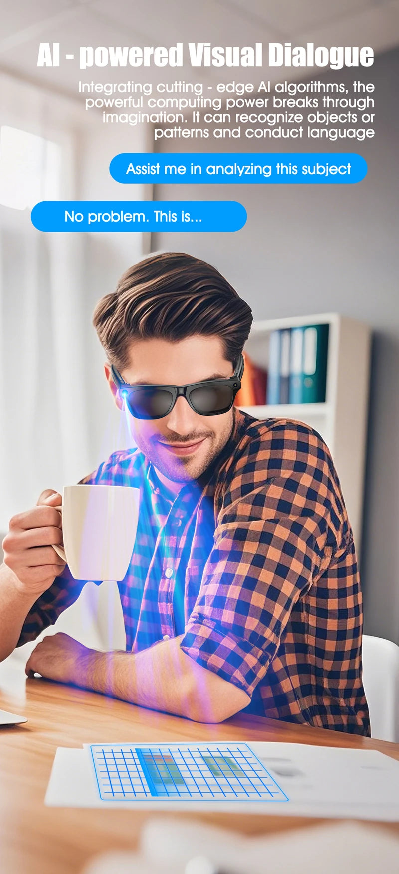 4K HD AI Smart Glasses 800w Pixel Multifunctional Camera Bluetooth Call Voice Assistant Music Player Smart Translation ﻿