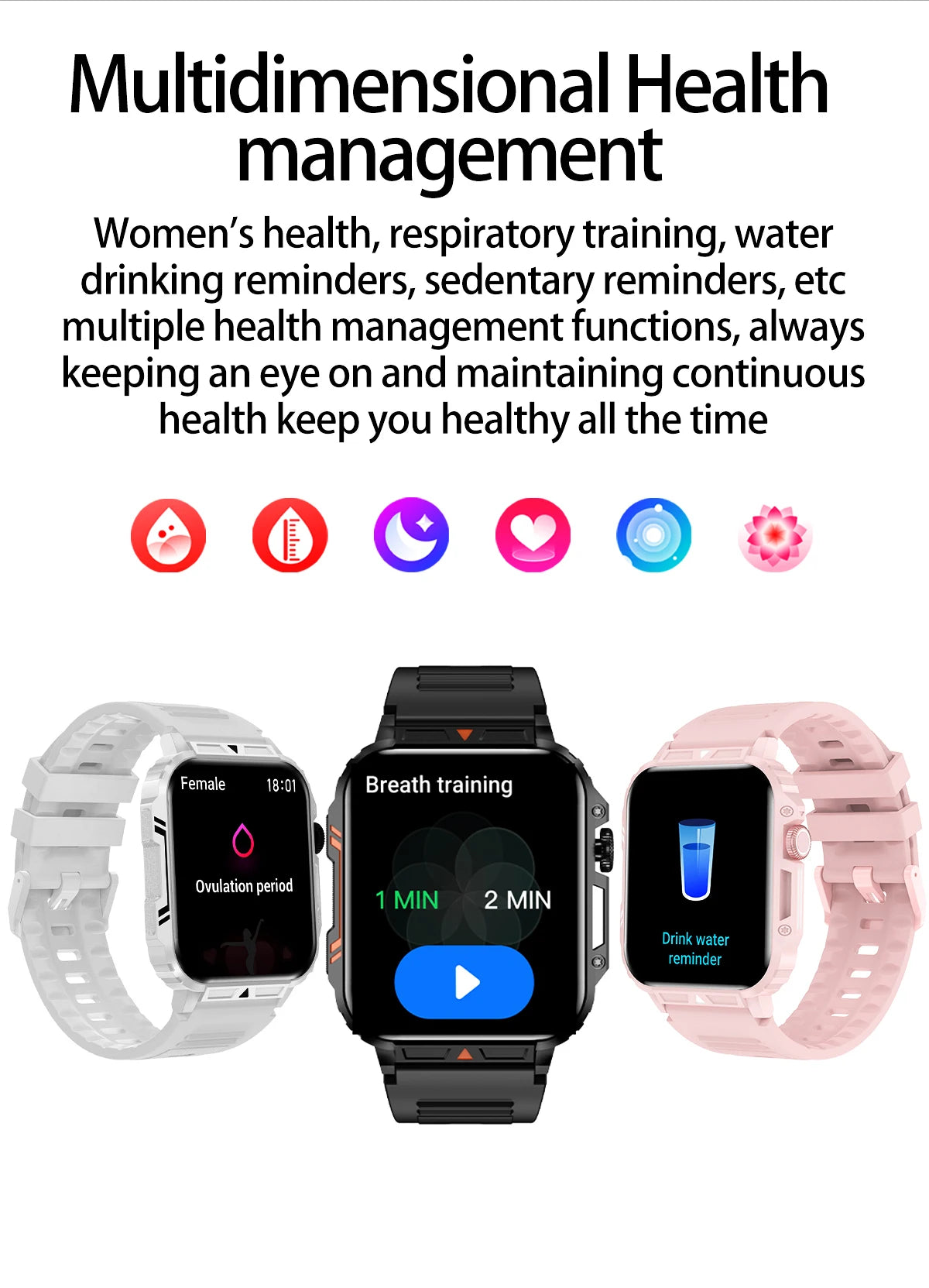 Military Men Smart Watch Health Monitor Wireless Call Smartwatch Fitness IP68 Waterproof Sports Watches for Women Android 2025