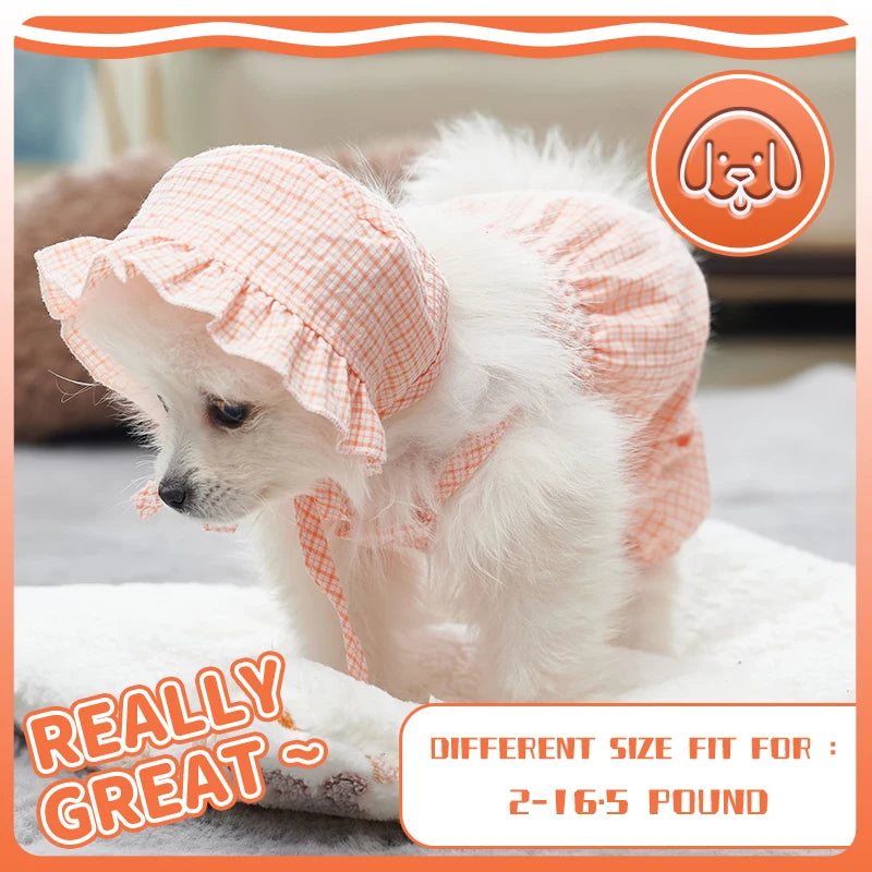 Dog Pajamas with Feet Adorable Plaid Pjs for Small Dogs Cute Cats Girls Overalls Shirts Bib Pants with Cap Pet Puppy  Clothes
