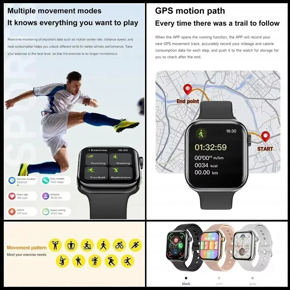 2026 Series 10 GPS Smart Watch – Bluetooth Call Heart Rate Blood Oxygen NFC IP68 Waterproof Smartwatch for Apple & Android - I YAN