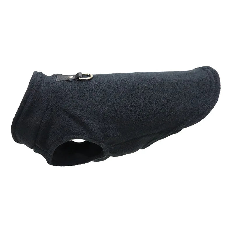 Warm fleece dog jacket vest by I YAN with D-ring, suitable for small dogs and cats like French Bulldogs and Chihuahuas.