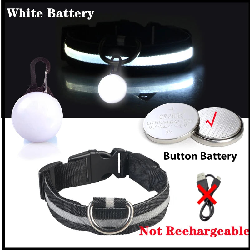 USB rechargeable LED glowing dog collar by I YAN with safety light for small dogs and cats, visible in the image.
