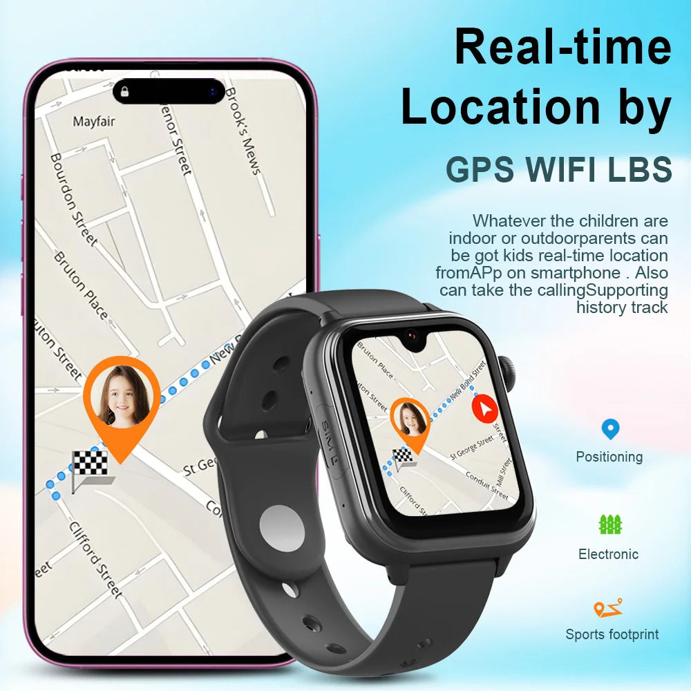 Wonlex KT37 Kids Smart Watch AI Voice Assistant GPS WiFi Location Tracker SOS Alert Video Call WhatsApp Smart Watch for Children