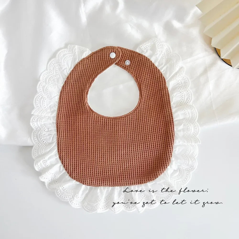 U-shaped Baby Cotton Bibs Waterproof Floral Baby Drooling Bibs Feeding Lace Saliva Towel Cloths Neck Wear Accessories
