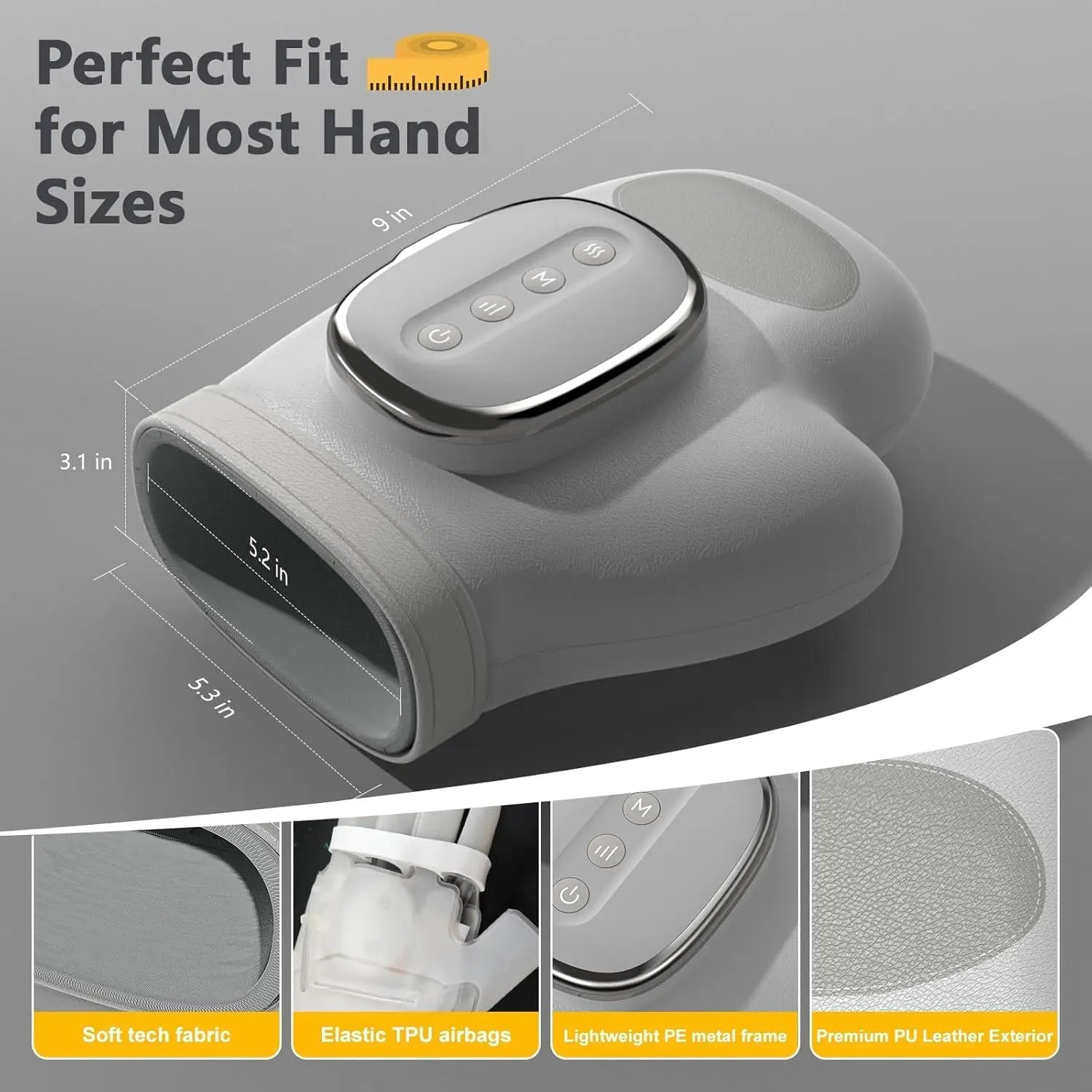 Hand Massager with Heat and Compression with 3 Massages，3Temperature Finger Massager for Arthritis,Wrist & Carpal Tunnel Relief