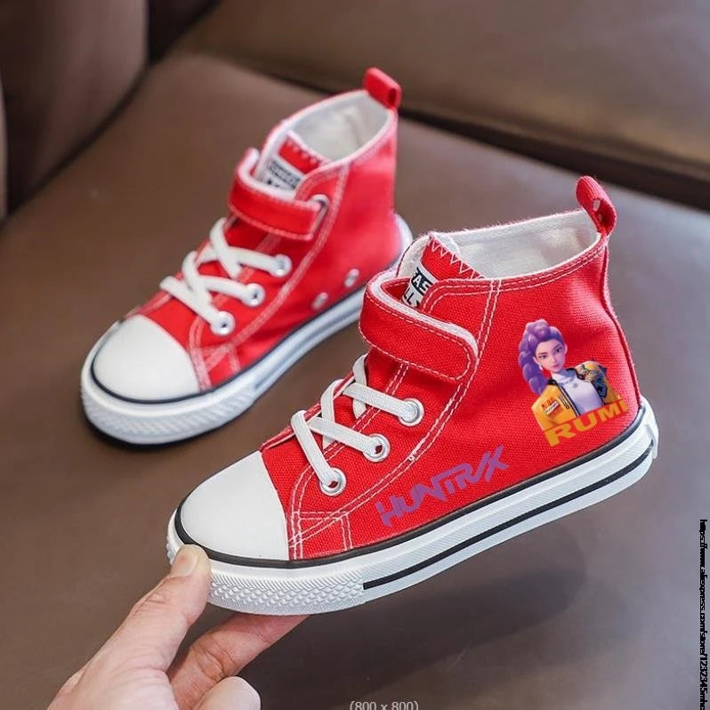 New Kpop Demon Hunter Children's Canvas Shoes Kids Sneakers Boys Girls Fashion Canvas Shoe Cartoon Print Breathable Casual Shoes