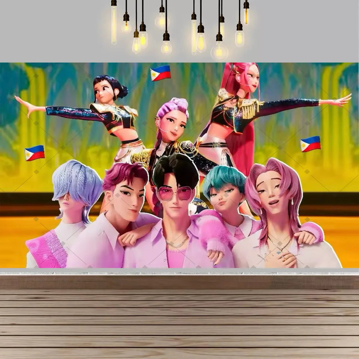 Kpop Theme Girl's Birthday Party Decoration Backdrop Pink Demons Birthday Party Supplies Decor Banner Baby Baptism Gift