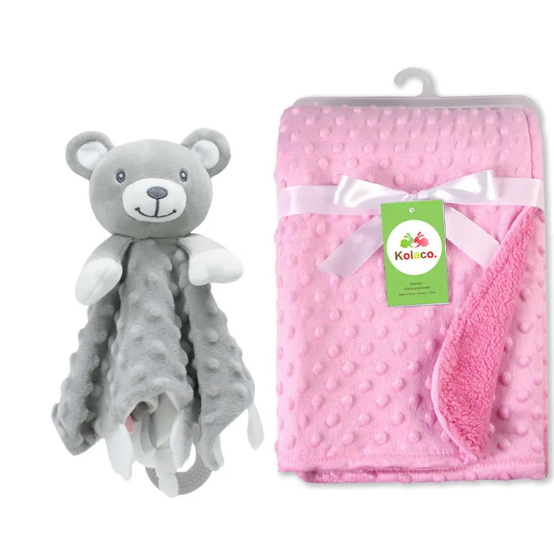 Soft I YAN personalized baby blanket and lovey set with minky dot fabric, perfect for boys and girls, ideal as a baby shower gift.