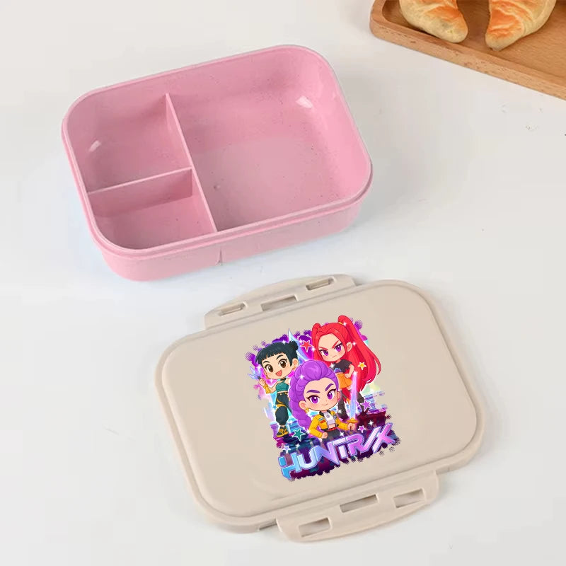 I YAN Demon Hunters anime lunch box with large capacity, food storage container for kids, ideal for school and picnics.