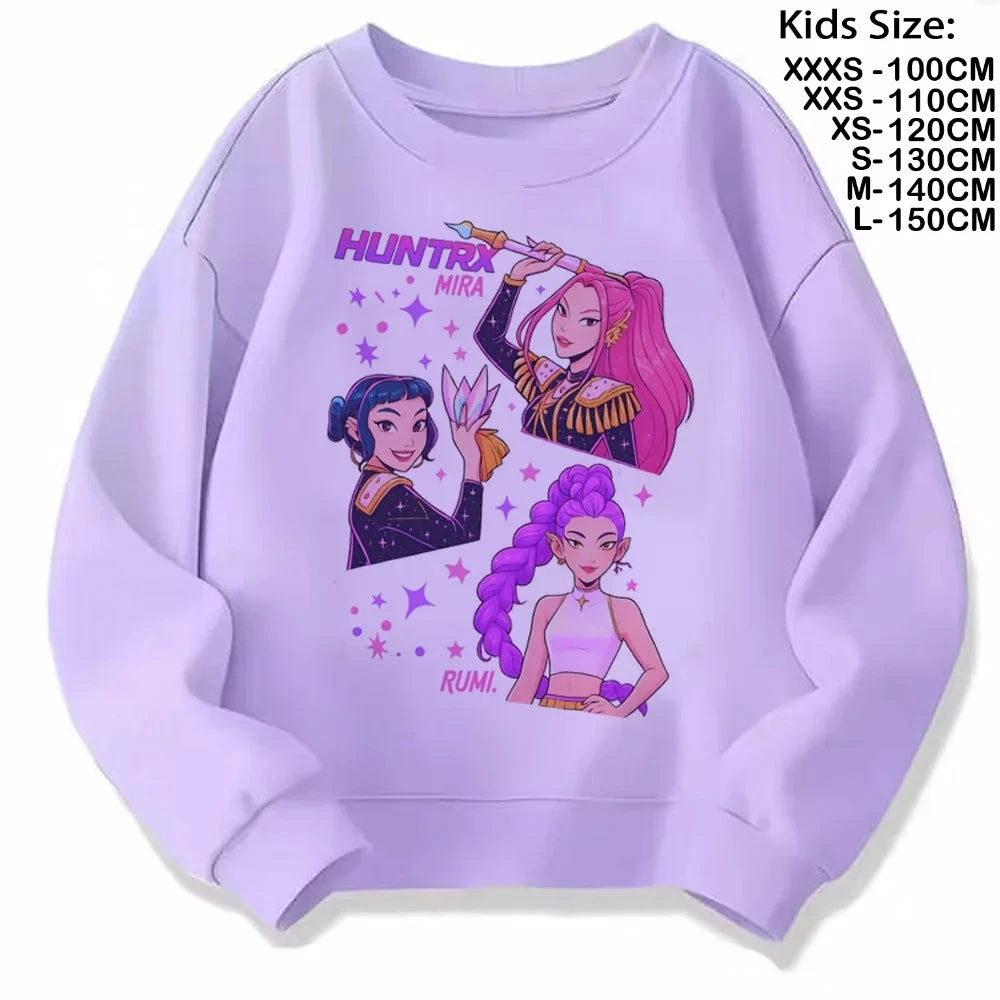 Movie Fans Gift Hoodie Girls Kids Huntrix Kpop Demon Hunters Children's Sweatshirt Cute Tiger Harajuku Hoody for Boys Girls