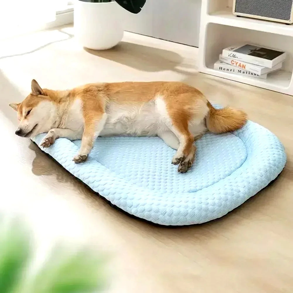 Ice Silk Cooling Dog Bed, Summer Pet Cushion Sleep Nest, Breathable Cool Mat Portable Pet Kennel for Small Medium Large Dog Cat