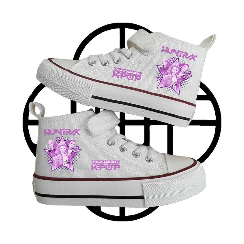 Children Casual Sneakers Girls' High-Top Canvas Shoes KPop Demon Hunters New Student Running Kids basket Shoes Rumi Tennis Shoes