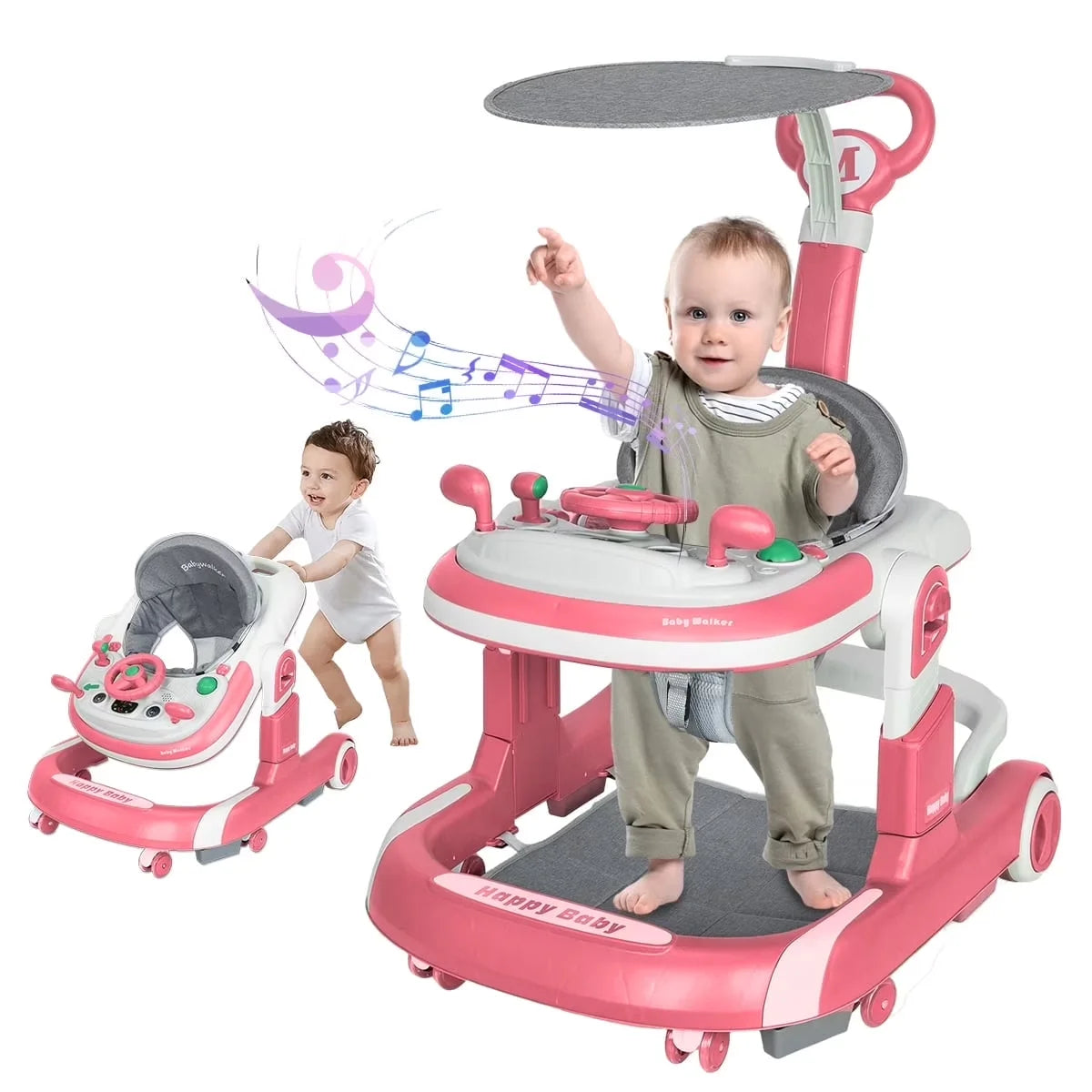 I YAN 5-in-1 baby infant walker with learning toy, anti-rollover design, multifunctional, no batteries, suitable for infants.