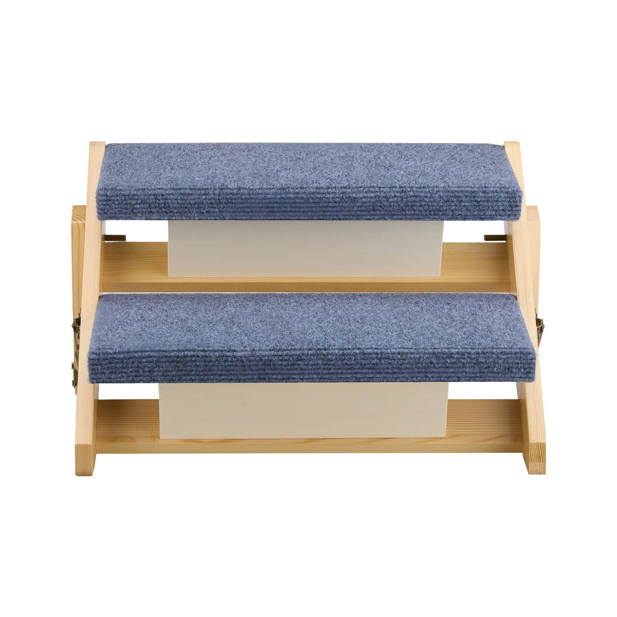 I YAN wood pet stairs with two steps, foldable design, sturdy for small to large dogs and cats, supports up to 110lbs.
