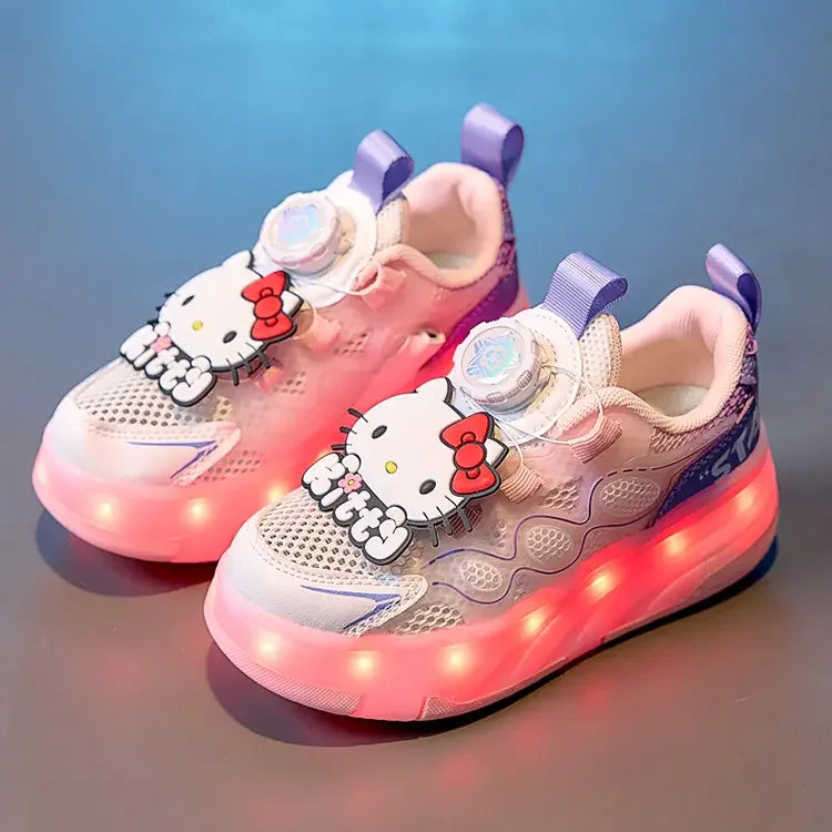 Hello Kitty Children's In-line Skating Shoes Four-Wheel Design Adjustable Roller Blades for Boys Girls Sports Footwear Sneakers