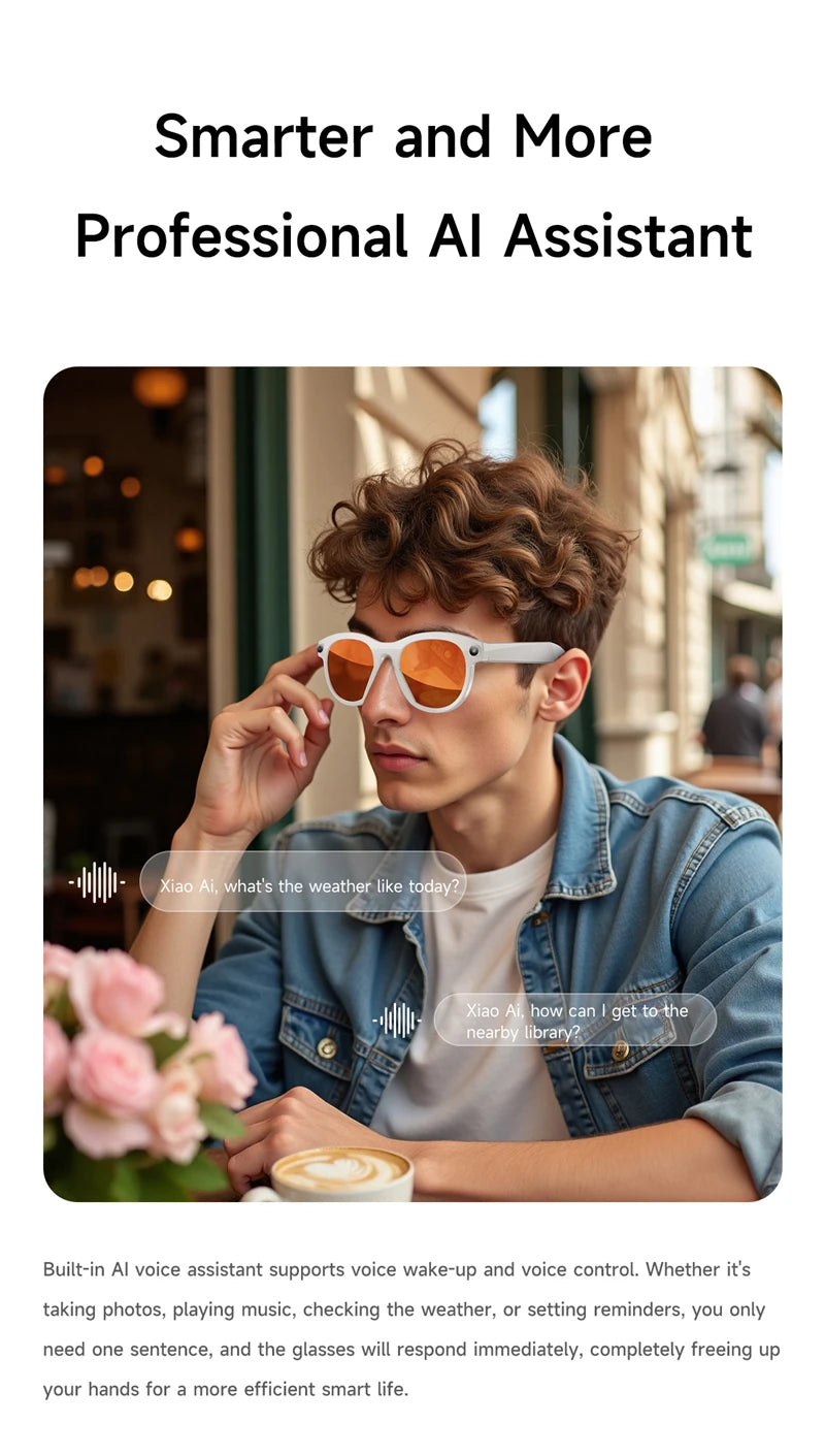 2026 New 500W Pixel Smart Glasses AI Cam Recognition Photography Video Record Bluetooth Call Music Playback Voice Wake Up New