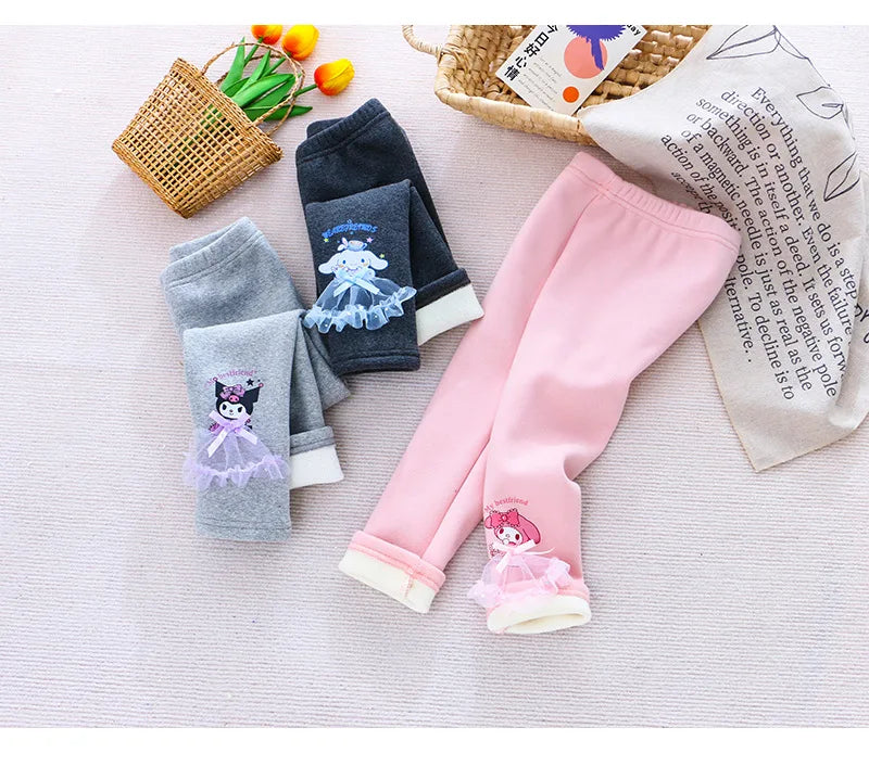 Spring Girls Leggings Cotton Trousers Kids Pants Girls Pants Skinny Print Cartoon Pattern Children Leggings Trousers