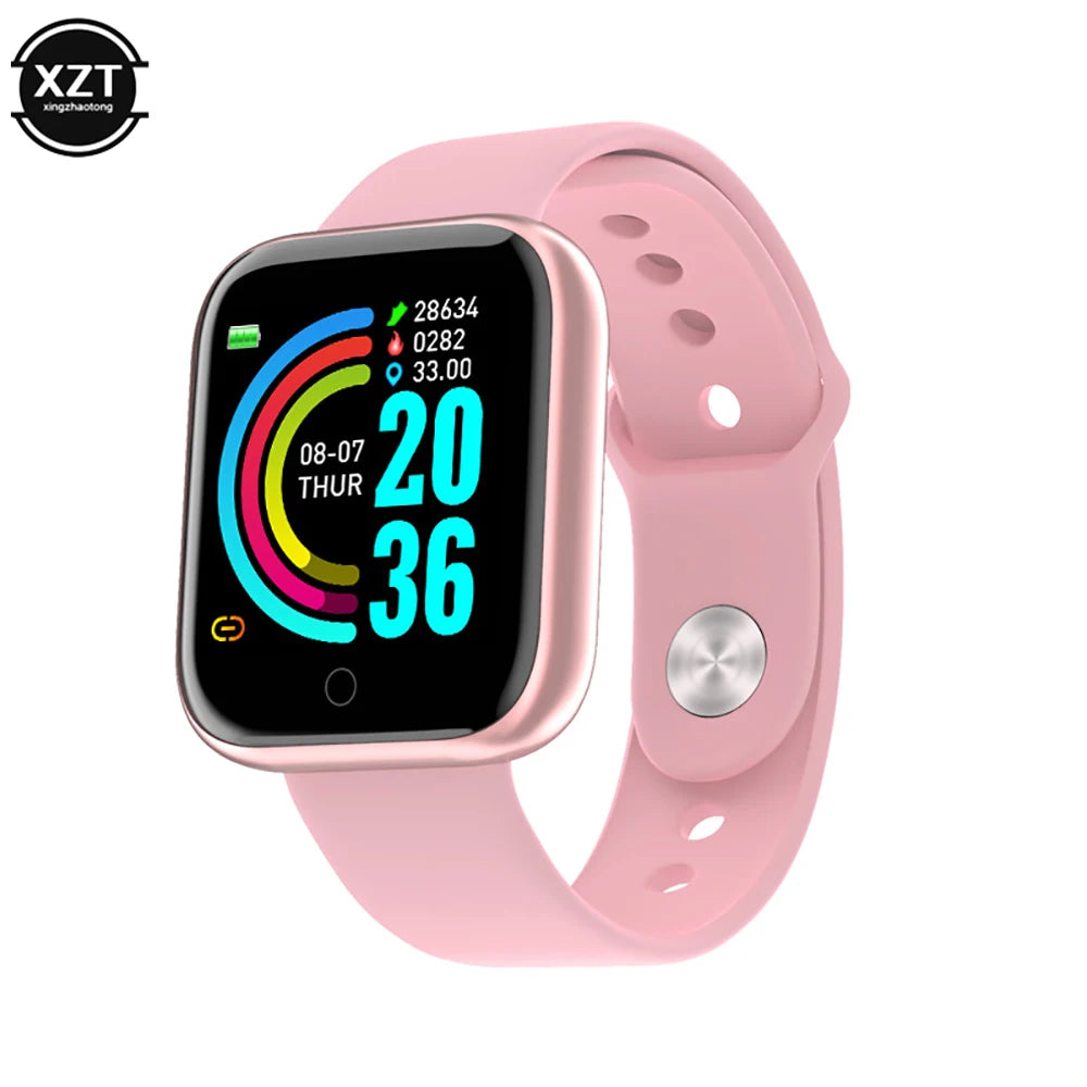 I YAN Y68 color screen sport watch with pedometer, heart rate, blood pressure, and fitness tracking on a smart wristband for children and adults.