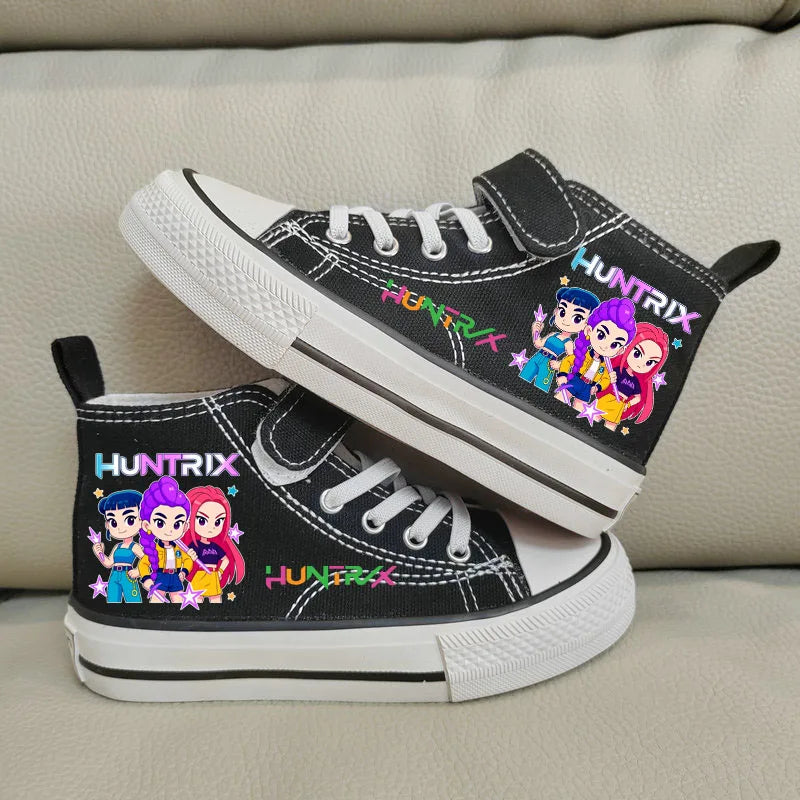 Children Casual Sneakers Girls' High-Top Canvas Shoes KPop Demon Hunters New Student Running Kids basket Shoes Rumi Tennis Shoes