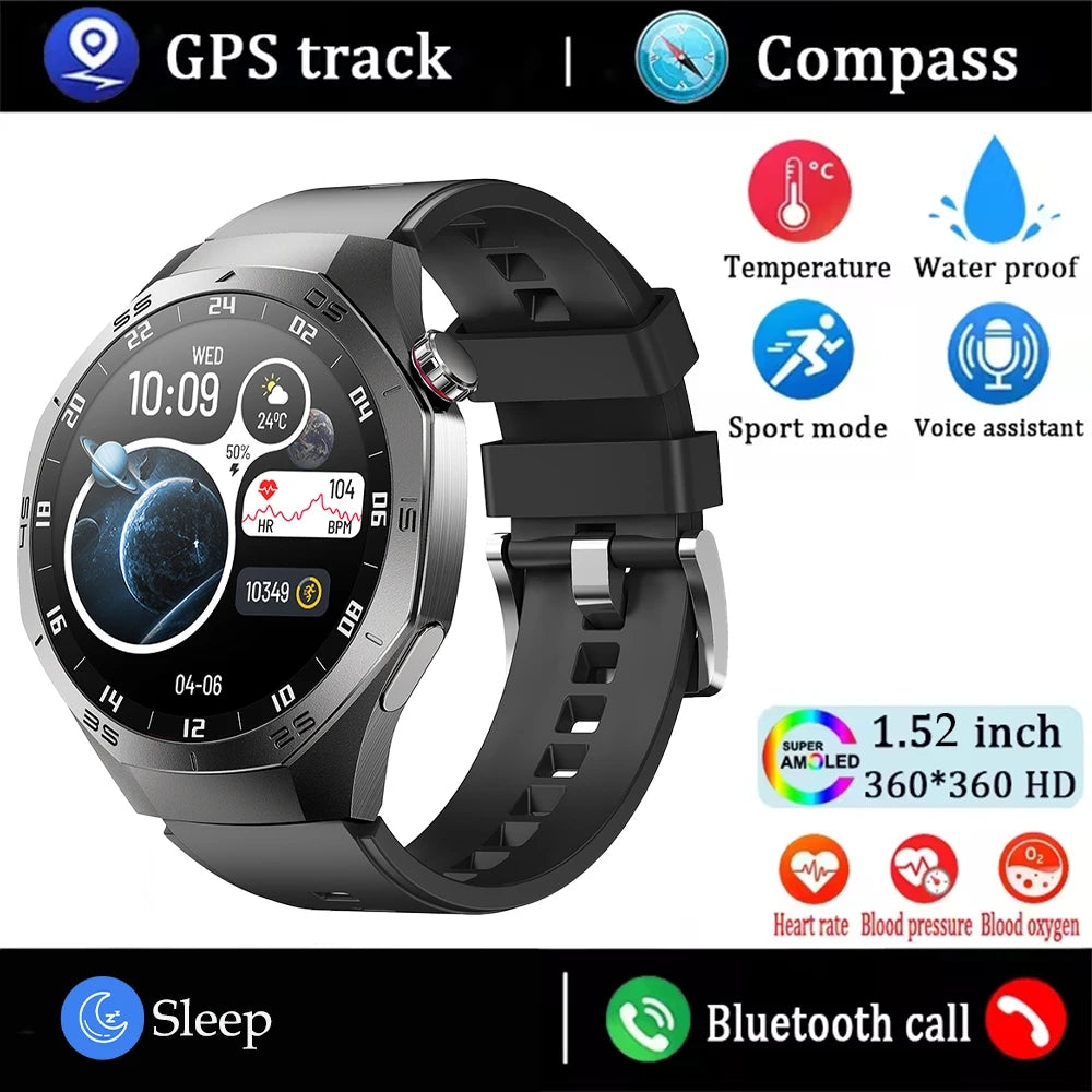 Android and ios Smart Watch Men AMOLED Screen GPS Motion trajectory Heart Rate Bluetooth Calls SmartWatch Waterproof