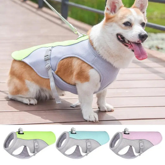 I YAN dog cooling vest with three-layer breathable fabric for summer, designed for medium and large dogs to stay cool.