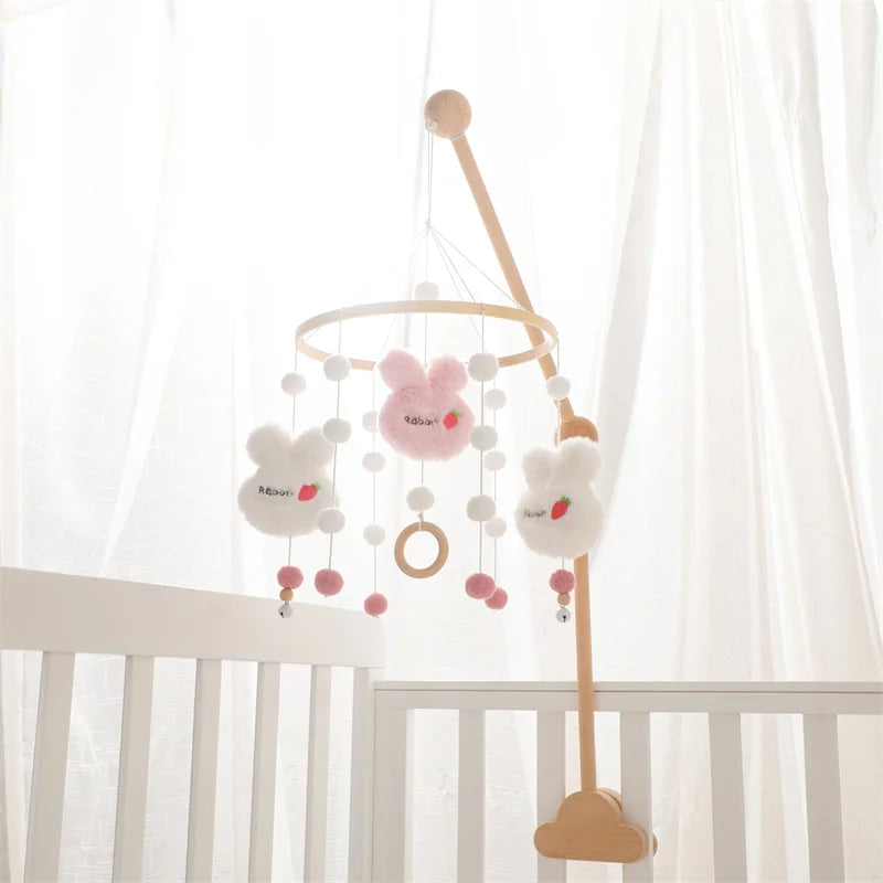 Hot Air Balloon Wooden Baby Crib Mobile – Musical Bed Bell & Rattles for Newborns 0–12M - I YAN