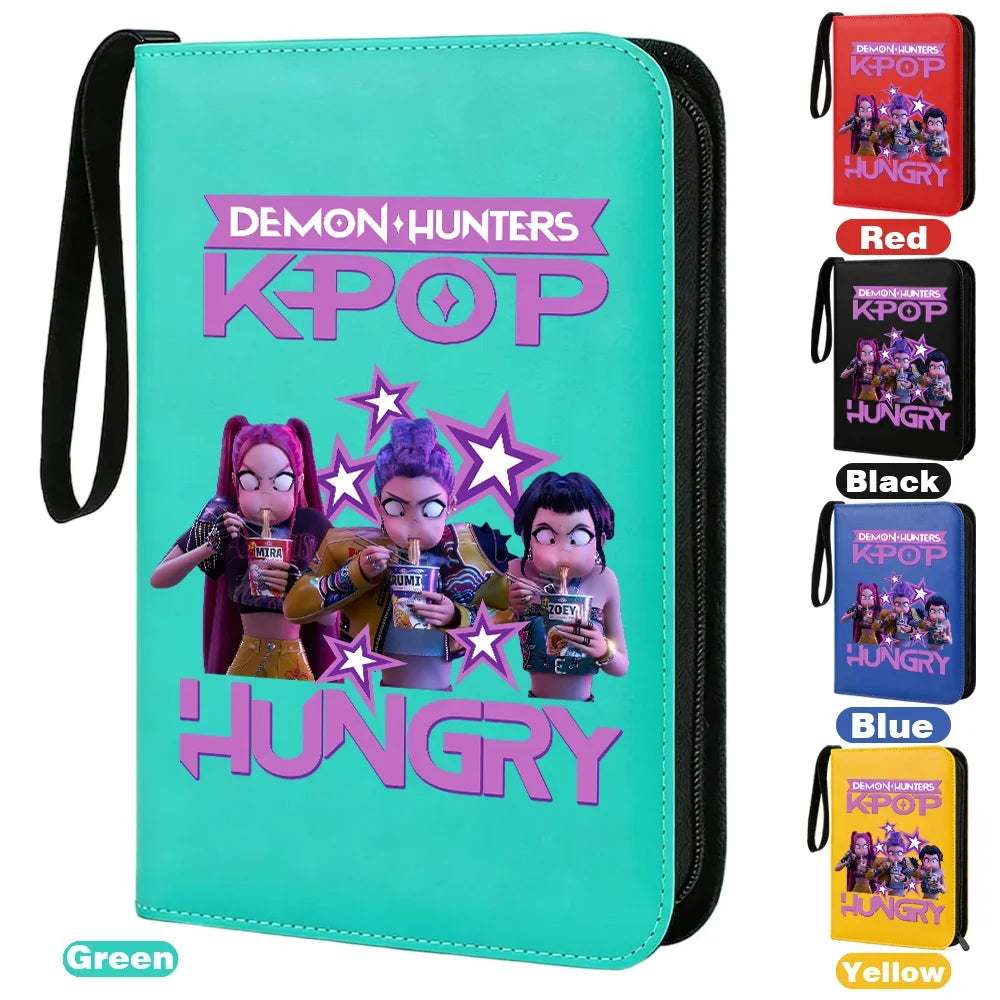 I YAN Demon Hunters card album binder with 400 pockets and zipper holder, made of PU, for storing collectible cards.