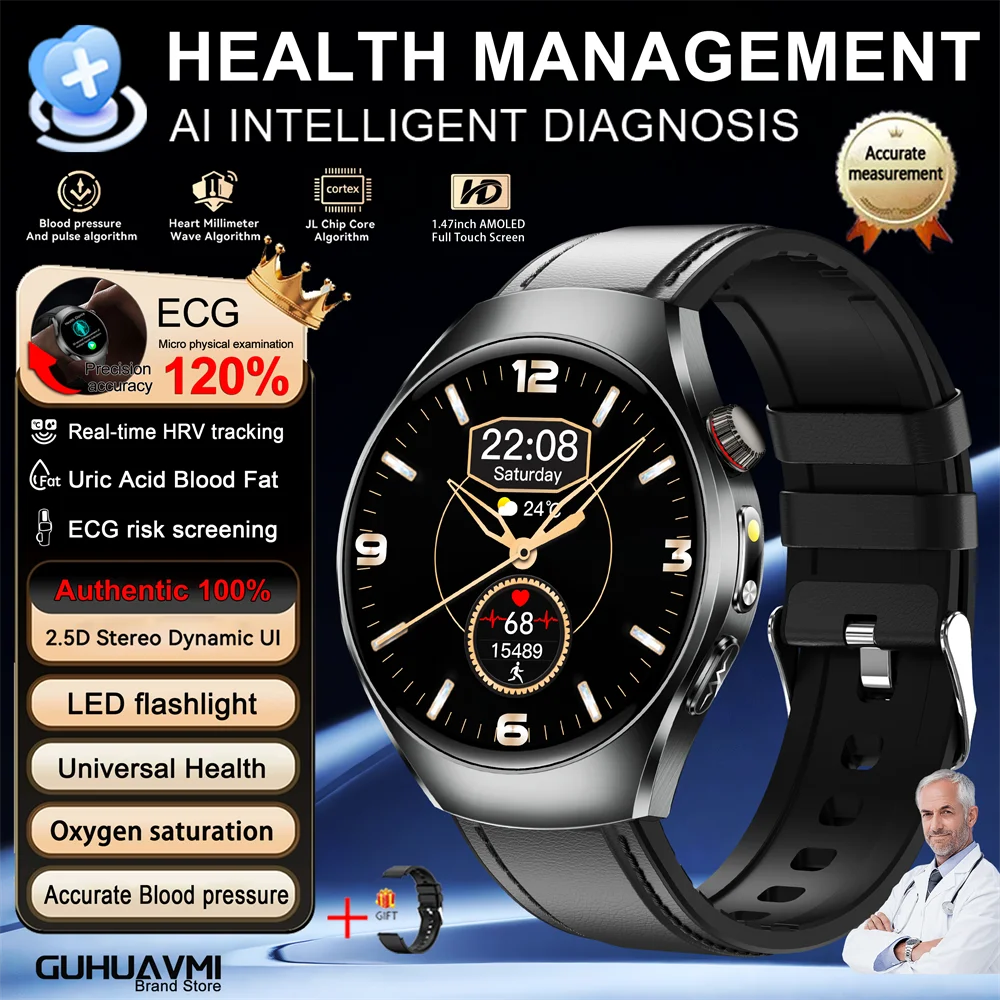 2026 New Nursing Grade Body Analysis Smart Watch  ECG Blood Lipid Uric Acid Body Fat Sport IP68 Voice Call SmartWatch Man Women