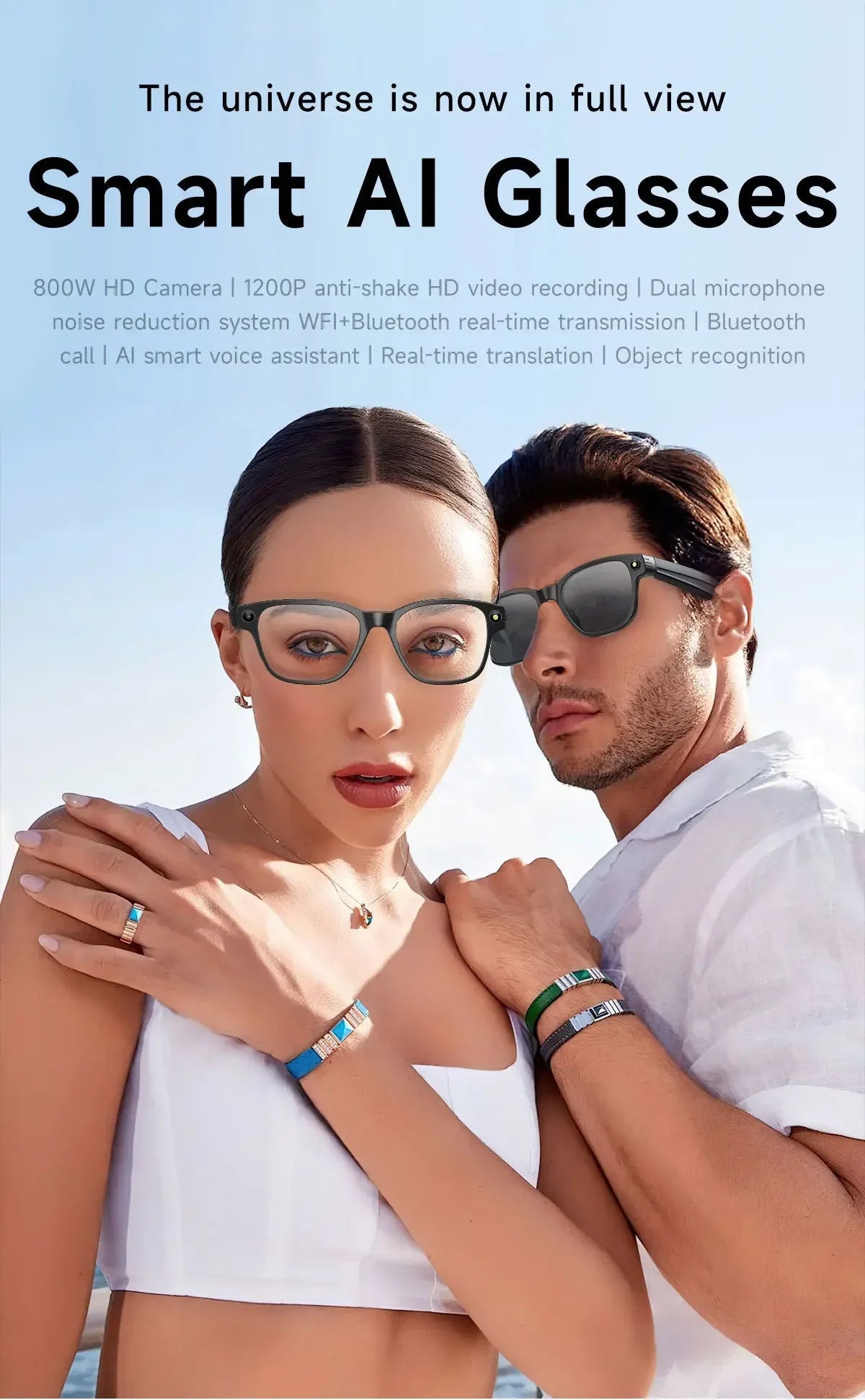 Lenovo 100MP Camera 8K HD Smart Glasses Chat GPT 260mAh Battery Bluetooth Call Voice Assistant Control Smart Glasses for Men