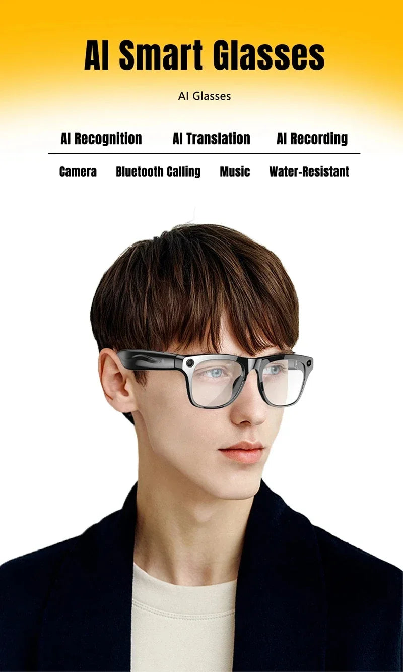 Lenovo 8K 4K AI HD Shooting Smart Glasses Multifunctional Camera Bluetooth Call Music VoicePlayer Translate Photochromic Glasses
