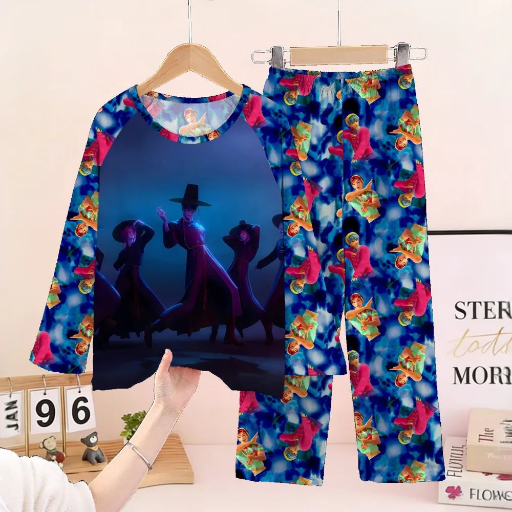 KPop Girls Pyjamas Suit Kids Pajamas Set Long Sleeve Girls Clothing 2pcs Children's Sleepwear Cartoon Boys Nightwear 3-14Y