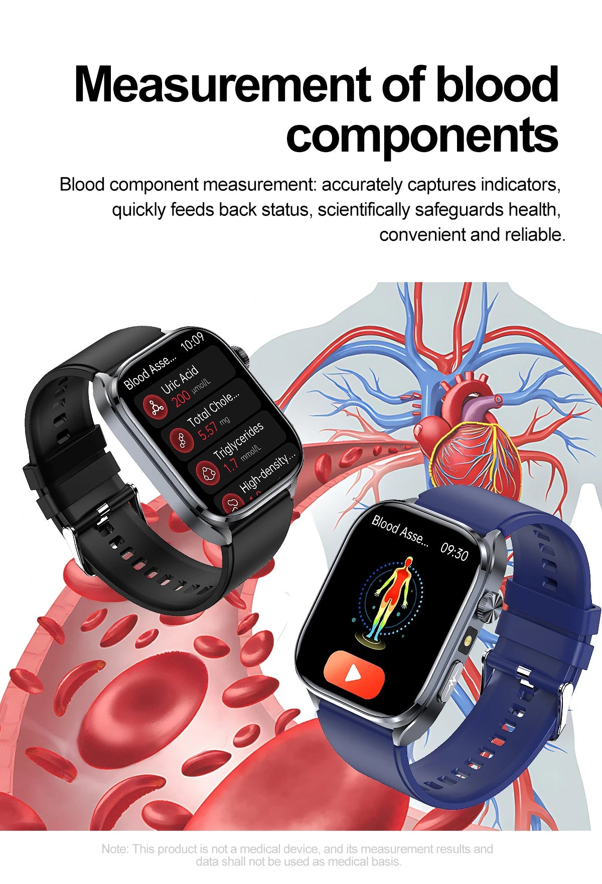 2025Nursing Level Uric Acid Blood lipids Smart Watch Men Blood Pressure ECG+PPG Clock Body Analysis Voice Call Health Smartwatch